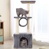 Gray 37 Inch Cat Tree Condo Kitten Play House Scratcher Post