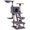 Gray 46 Inch Ladder Cat Tree Condo with Scratching Posts