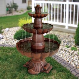 3-Tier Outdoor Garden Fountain in Durable Poly-Vinyl Composite - Bronze Color