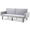 Modern Gray Linen Split-Back Futon Sofa Bed Couch
