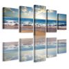 Beach Ocean Seascape 5-Panel Framed Canvas Print Wall Art
