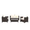 Modern 4-Piece Outdoor Resin Wicker Patio Furniture Set with Beige Cushions