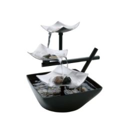 Illuminated Silver Water Springs Relaxing Table Fountain with Stones
