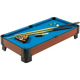 40-inch Pool Table with Blue Felt Surface 2 Cues and Billiard Balls