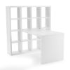 Modern Computer Desk with Honeycomb Style Wall Bookcase in White