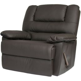 Sturdy Brown Padded Faux Leather Rocking Recliner Chair
