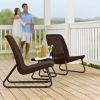 3-Piece Outdoor Patio Furniture Set in Brown Woven Rattan Resin