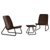3-Piece Outdoor Patio Furniture Set in Brown Woven Rattan Resin