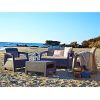 Brown Resin Wicker Patio Furniture Set with Off-White Cushions