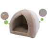 Tan 18-inch Large Dog Bed Tent with Soft Fleece Linning