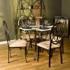 Dark Chocolate Metal Dining Table with Clear Round Glass Tabletop
