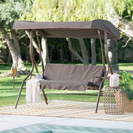 Outdoor Patio 2-Person Porch Swing with Adjustable Tilt Canopy and Side Table