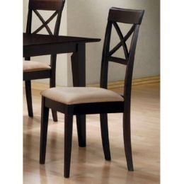 Set of 2 - Cappuccino Cross Back Dining Chair with Fabric Seat