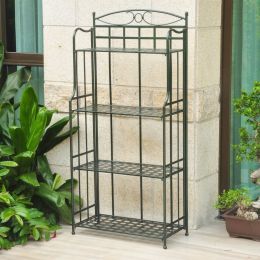 Matte Brown Powder Coated Iron Folding Bakers Rack for Indoor or Outdoor Use