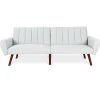 Modern Mid-Century Grey Linen Split-Back Futon Sofa Bed Couch