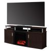 Electric Fireplace TV Stand in Cherry Black Wood Finish