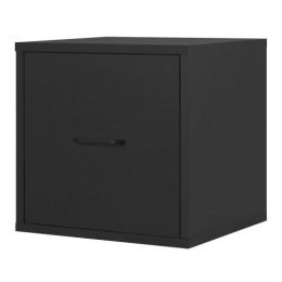 Modular File Cabinet Storage Cube in Black Wood Finish