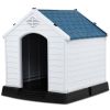 Medium size Outdoor Heavy Duty Blue and White Plastic Dog House