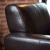 Dark Brown Leather Upholstered Club Chair with Wood Frame and Legs