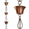 Pure Copper 8.5-Ft Rain Chain with 10 Round Cups and Teardrop Chain-Links