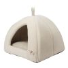 Beige Medium Size Dog Bed Dome Tent - Machine Washable
