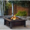 Outdoor Square Steel Wood Burning Fire Pit Table with Spark Screen