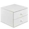 Modern White Wood 2-Drawer Accent End Table Nightstand