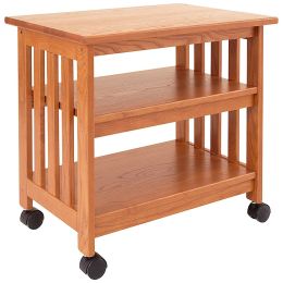 Mission Style Wood TV Stand / Printer Cart in Golden Oak Finish