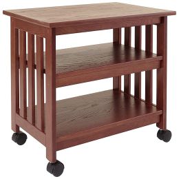 Mission Style Wooden TV / Printer Stand Cart in Chestnut Finish