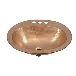 Oval 20 x 17 inch Drop-in Solid Copper Bathroom Sink