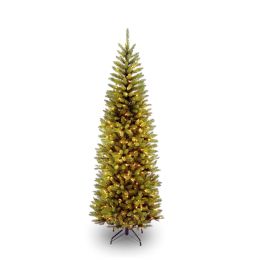 6.5 Foot Narrow Slim Fir Christmas Tree Pre-strug 250 Clear Lights and Stand