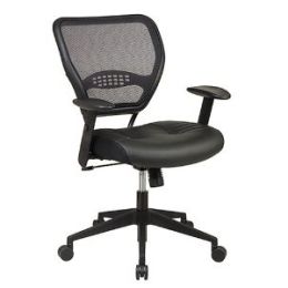 Air Grid Mesh Back Managers Office Chair with Black Leather Seat