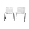 Set of 2 Modern Dining Chairs with Clear Seat and Metal Legs