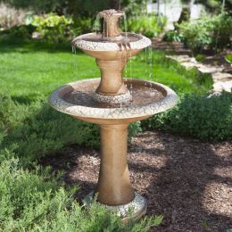 Traditional Style 2-Tier Outdoor Fiberglass Water Fountain