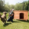 Large Solid Wood Outdoor Dog House with Hinged Asphalt Roof