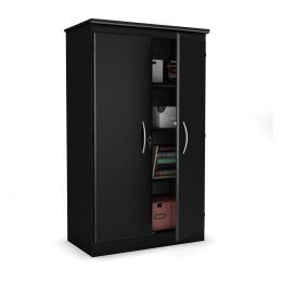 Black Storage Cabinet with 2-Doors Great for Bedroom Wardrobe Armoire and Office