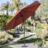Push Button Tilt 11-Ft Patio Umbrella with Brick Red Orange Canopy