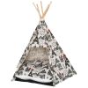 100% Cotton Foldable Teepee Tent Cat Dog Bed House Paris Theme