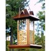 Metal and Glass Bird Feeder with Antique Copper Finish