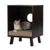 Sturdy Modern Cat Espresso End Table Cat Bed Cube Lounge