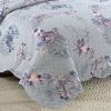 Queen size 3-Piece Cotton Quilt in Purple Floral Bird Pattern