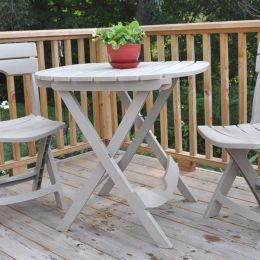 Folding Patio Table in Desert Clay Color Outdoor Resin - Made in USA