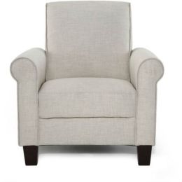 Taupe Tan Linen Upholstered American Style Living Room Arm Chair