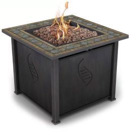 Outdoor Propane Fire Pit Table with Hide-away Fuel Tank Storage