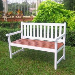 Outdoor Weather Resistant Wood 4-Ft Patio Garden Bench in White Oak Finish