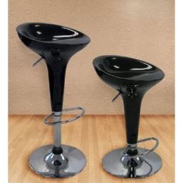 Set of 2 Ice Cream Scoop Style Barstools in Black