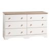 White and Natural Finish Bedroom Dresser with 6 Spacious Drawers