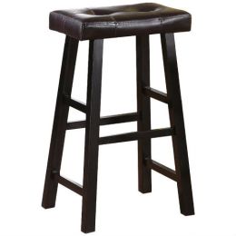 Set of 2 - 29-inch Espresso Bar Stools with Faux Leather Seat