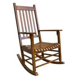 Oak Finish Porch Rocker Outdoor Mission Style Wood Rocking Chair