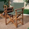 Set of 2 - Outdoor Patio Seating Directors Chair with Forest Green Fabric Seat